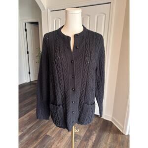 Vintage Wintuk Black Bubble Knit Cardigan Button Down Women's Med Large Sweater